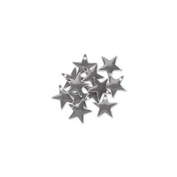 Emaille-Sterne, mittelgrau, Loch an der Kante, versilberter Rand, 12 mm, 4 Stk.