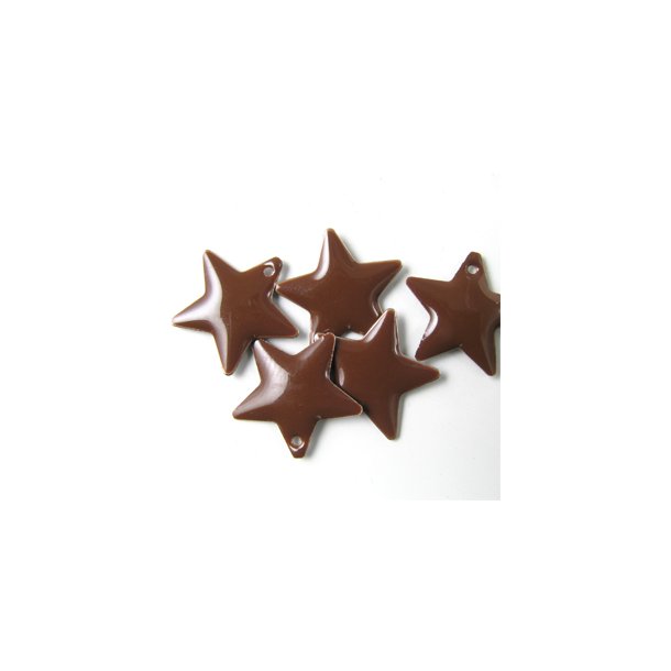 Emalje stjerne, m&oslash;rkbrun, s&oslash;lvkant, 17 mm, 2 stk