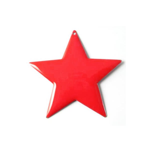 Enamel star, x-large, red, silvered, 60mm, 1pc.
