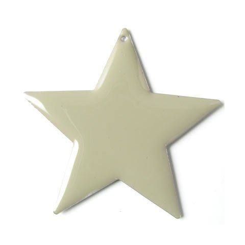 Enamel star, x-large, light warm grey, silvered, 60mm, 1pc.