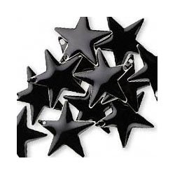 Emaille-Sterne, schwarz, versilberter Rand, 22 mm, 2 Stk.