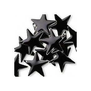 Emaille-Sterne, schwarz, vergoldeter Rand, 22 mm, 2 Stk.