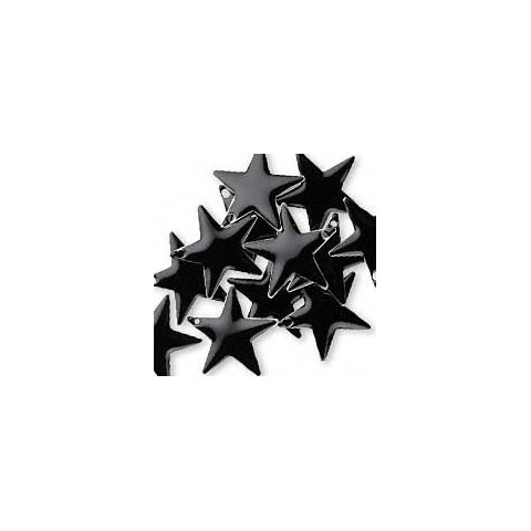 Emalje stjerne, sort, s&oslash;lvkant, 22 mm, 2 stk