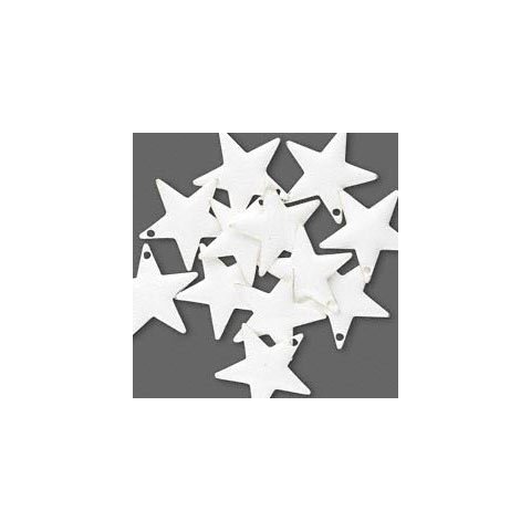 Emalje stjerne, hvid, s&oslash;lvkant, 22 mm, 2 stk