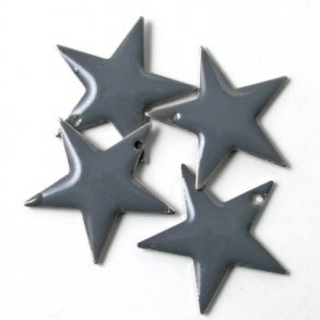 Emaille-Stern, grau, Loch an der Kante, vergoldet, 22 mm, 2 Stk.