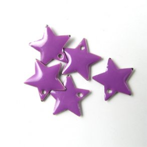 Emaille-Sterne, violett, versilberter Rand, 12 mm, 4 Stk.