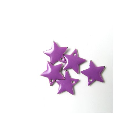 Emalje stjerne, violet, s&oslash;lvkant, 12 mm, 4 stk