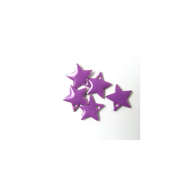 Emalje stjerne, violet, s&oslash;lvkant, 12 mm, 4 stk