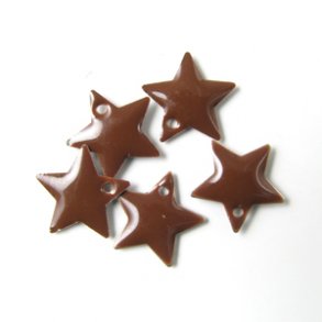 Emaille-Sterne, dunkelbraun, versilberter Rand, 12 mm, 4 Stk.