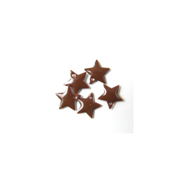 Emalje stjerne, m&oslash;rkbrun, s&oslash;lvkant, 12 mm, 4 stk