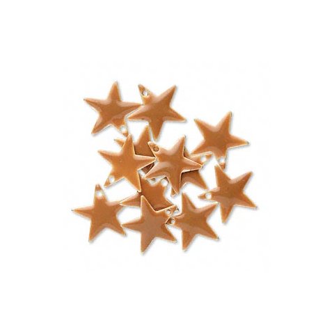 Emalje stjerne, brun, sølvkant, 12 mm, 4 stk