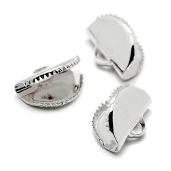 Bandende, gebogen, Platinfarbenes messing, 13x9 mm, 4 Stck.