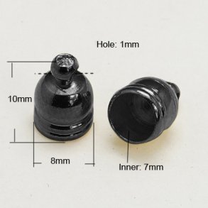 Cord end with eye, gunmetal, glue-in end 8/7mm., 6pcs.