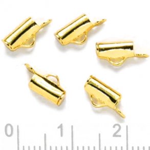 Endverschluss mit se fr gewebte Bnder, vergoldetes Messing, 7x3 mm, 6 stk
