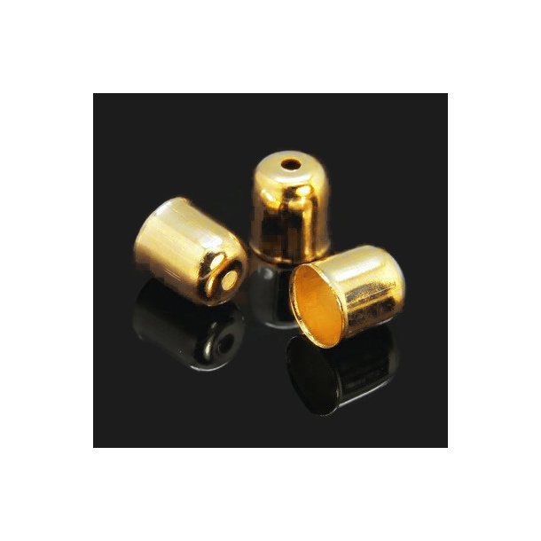 Cord end with hole, goldplated brass, glue-in end 7/6mm., 10pcs