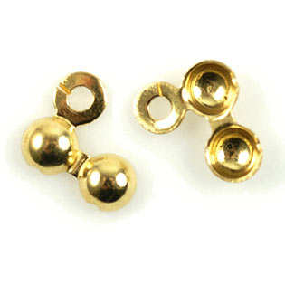 Endabschlüsse, Knotenverstecker mit Öse, vergoldetes Silber, 4x6,5 mm, 2 Stk