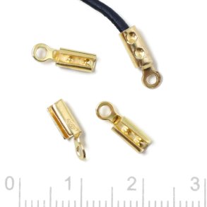 End-Klemmen für Lederschnur u.ä., vergoldetes Silber, 11x3 mm, 2 Stk.