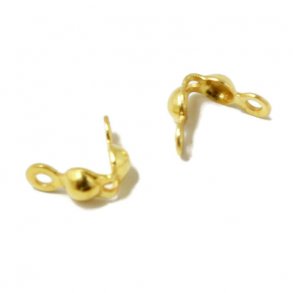 Crimp end, bead tip with eye, gold plated silver, 3x6mm., 4pcs.