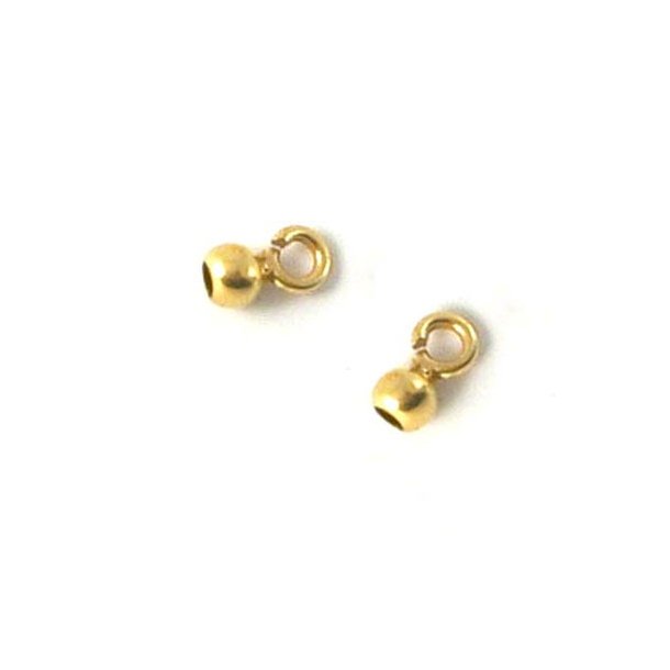 Crimp end, small eye, open, gold plated silver, 4mm., 2pcs.
