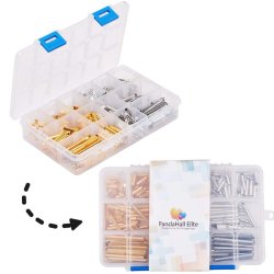 Abschlsse fr geflochtene Armbnder, 7 Gren aus vergoldetem und platin. Messing, 1 Box