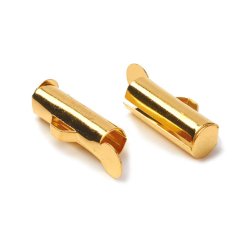 Endverschluss mit se fr gewebte Bnder, vergoldetes Messing, 13.5x5mm, 6 stk