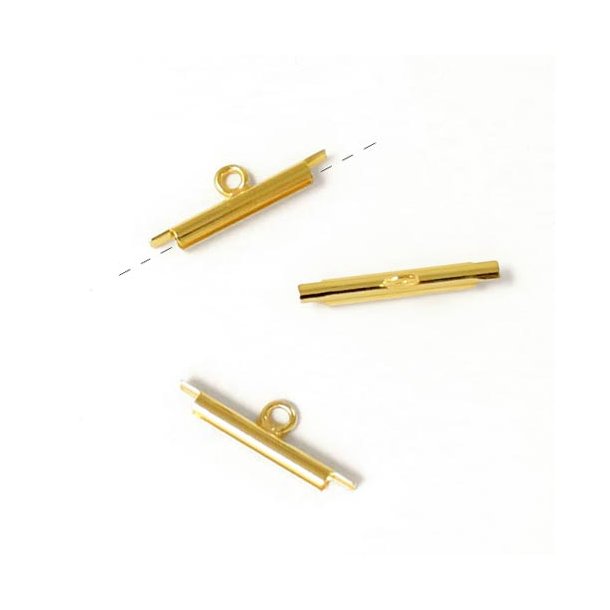 Miyuki cord ends for weaved bead bands, gilded brass, 15x3mm, 2pcs.