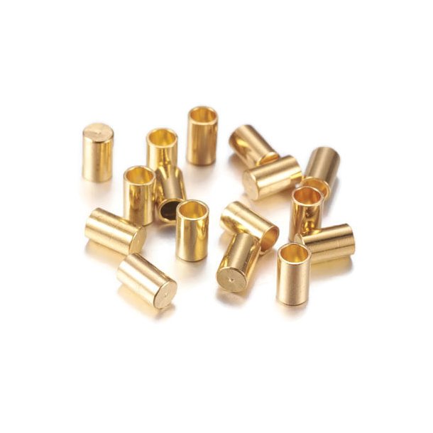 Cord end without ring, gilded brass, 3/2mm., 10pcs.