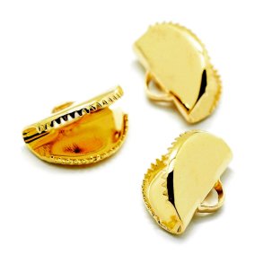 Bandende, gebogen, Messing vergoldet, 13x9 mm, 4 Stck.