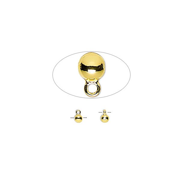 Adjustable locking bead with jumpring, gilded brass, 8mm, 4pcs.