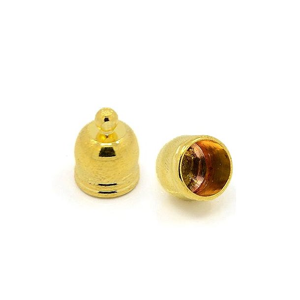Cord end with eye, goldplated brass, glue-in end 8/7mm., 6pcs.
