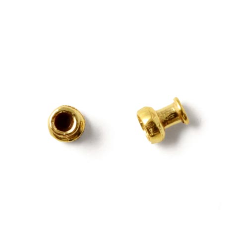 Verschlussköpfe für Kugelverschlüsse, vergoldetes Messing, 4x3 mm, 2 Stk.