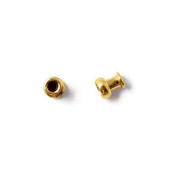 Locking heads for ball clasps, gilded brass, 4x3mm, 2pcs.