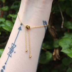 Verschluss-Perle, rund, flach, 2 Lcher, vergoldetes Silber, 6 mm, 1 Stk