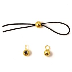 Adjustable locking bead, with jumpring, gilded silver, 4mm, 2pcs.