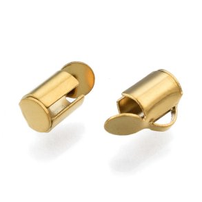 Endverschluss mit se fr gewebte Bnder, vergoldeter STAHL, 6x4mm, 4 stk