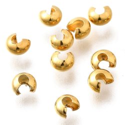 Crimp cover, Knotenverstecker, dauerhafter vergoldeter Edelstahl, 3 mm, 10 Stk