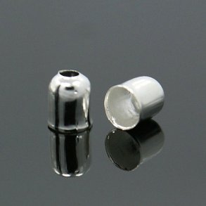 Cord end with hole, silver coloured, glue-in end 5/4mm. inner diameter 3mm, 10pcs