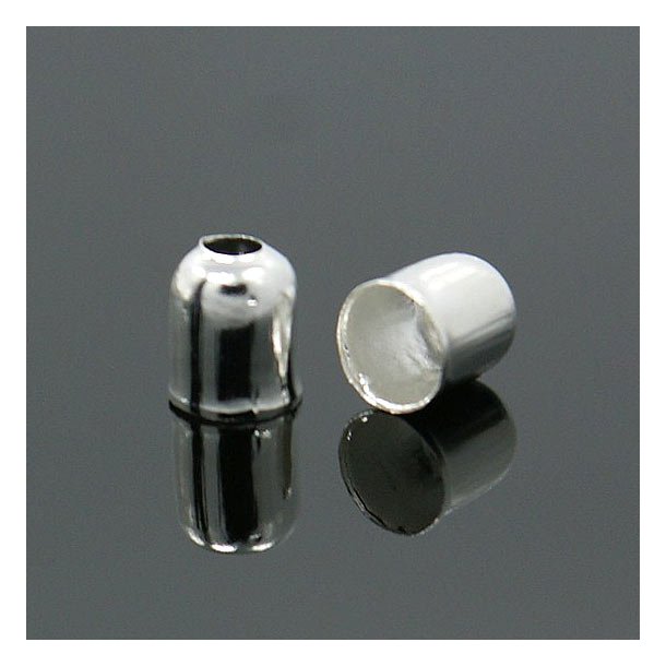 Cord end with hole, silver coloured, glue-in end 5/4mm. inner diameter 3mm, 10pcs