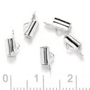 Endverschluss mit se fr gewebte Perlenarmbnder, kurz, versilbertes Messing, 7x3 mm, 6 stk