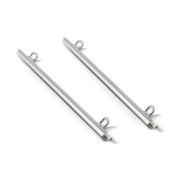 Miyuki-Endverschluss fr gewebte Armbnder, hell stahlfarben, 35x3 mm 2 Stk.