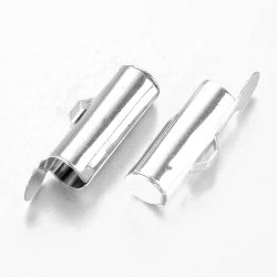 Endverschluss fr gewebte Armbnder, versilbertes Messing, 13,5x5 mm, 6 Stk.