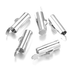 Endverschluss fr gewebte Armbnder, versilbertes Messing, 13,5x5 mm, 6 Stk.