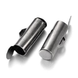 Endverschluss f&uuml;r gewebte B&auml;nder, gunmetal-farbenes Messing, 13,5x5 mm, 6 Stk.