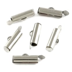 Endverschluss fr gewebte Armbnder, platinfarbenes Messing, 20x4 mm, 6 Stk