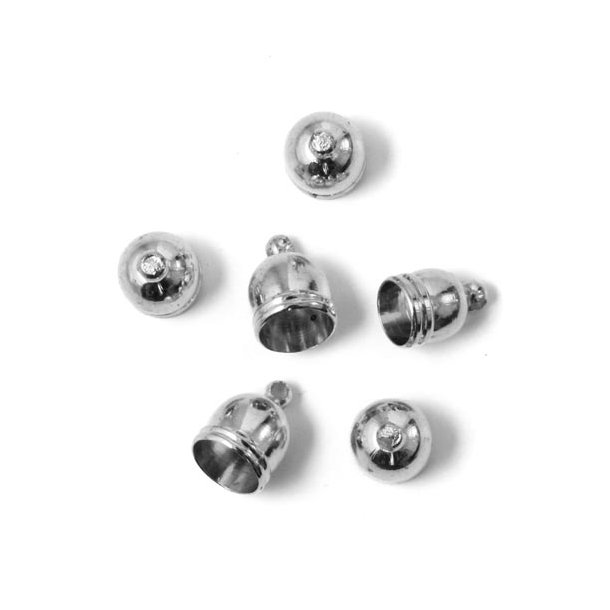 Cord end with eye, platinum coloured, glue-in end 8/7mm., 6pcs.
