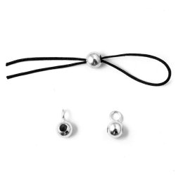 Verstellbare Verschluss-Perlen mit &Ouml;se, Sterlingsilber, 4 mm, 2 Stk.