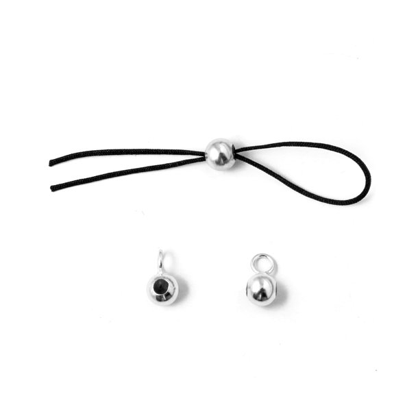 Adjustable locking bead with jumpring, Sterling silver, 4mm, 2pcs.
