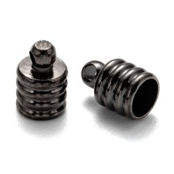 Kettenabschluss, gerillt mit Loch, schwarzes Messing, 10x5 mm, Loch 4,5 mm, 10 Stk