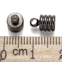 Kettenabschluss, gerillt mit Loch, schwarzes Messing, 10x5 mm, Loch 4,5 mm, 10 Stk