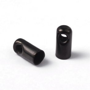 Kettenabschluss, integriertem Loch, schwarzer Stahl, 10x5 mm, Loch 4 mm, 4 Stk